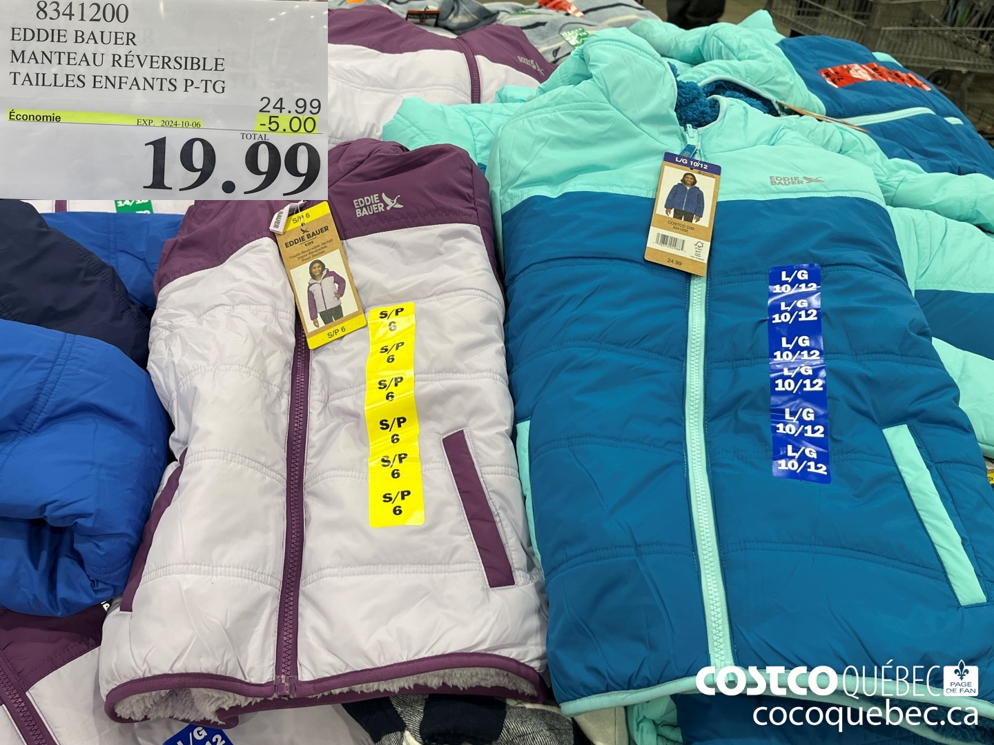 8341200 EDDIE BAUER MANTEAU REVERSIBLE TAILLES ENFANTS P-TG  ($5.00 INSTANT SAVINGS EXPIRES ON 2024-10-06) $19.99