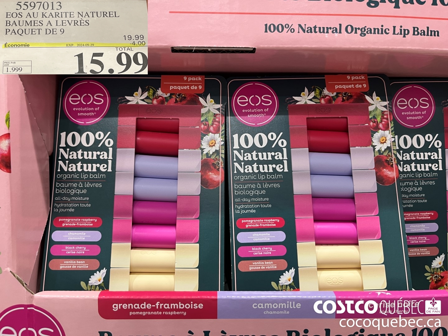 5597013 EOS BAUMES A LEVRES PAQUET DE 9  ($4.00 INSTANT SAVINGS EXPIRES ON 2024-09-29) $15.99