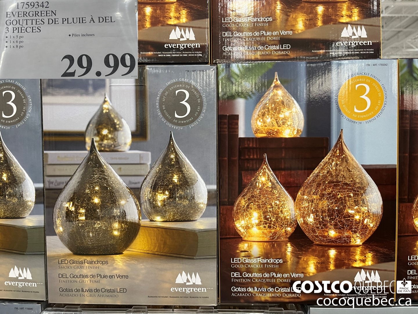1759342 EVERGREEN GOUTTES DE PLUIE A DEL 3 PIECES  $29.99