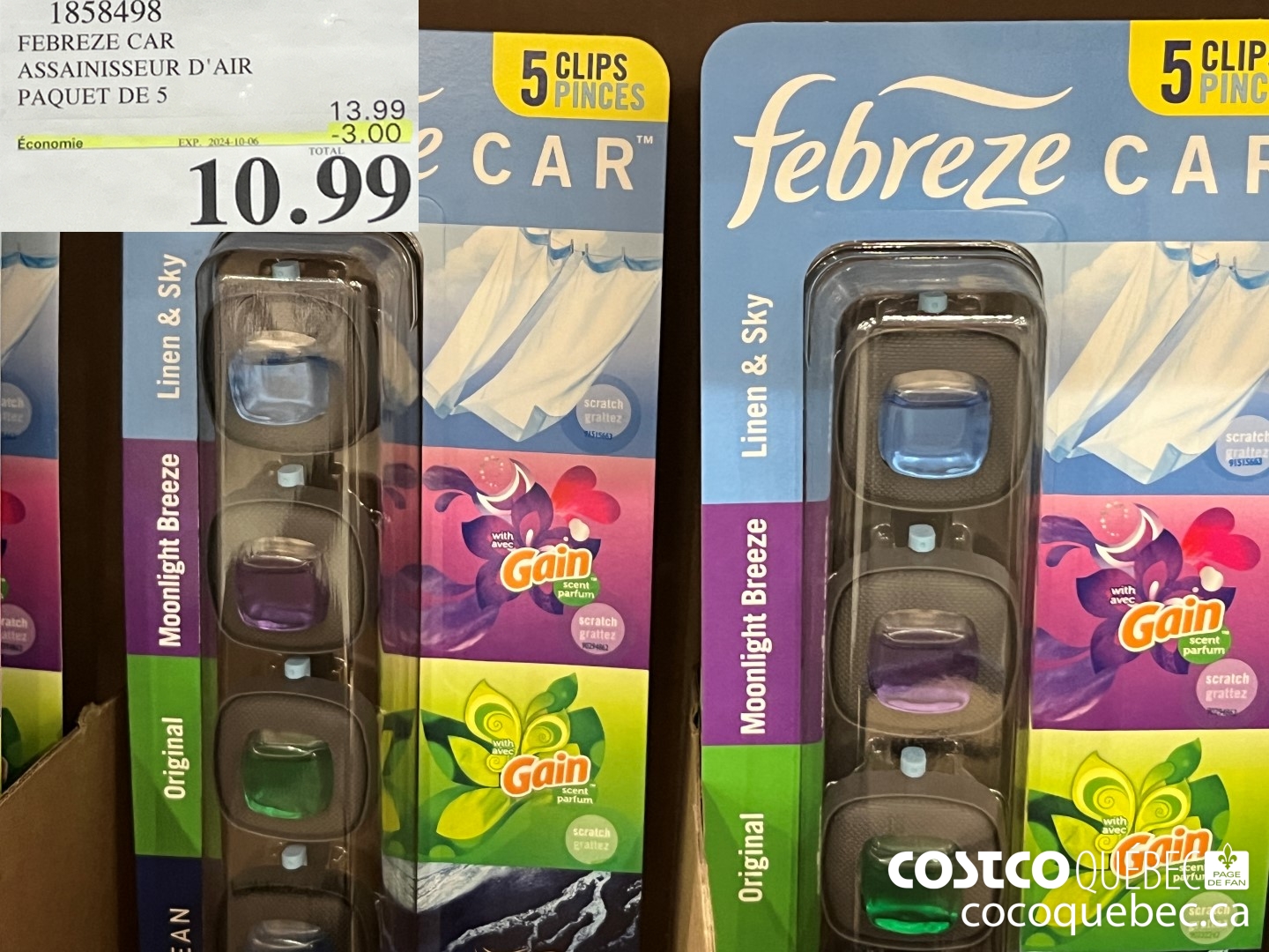 1858498 FEBREZE CAR ASSAINISSEUR D'AIR PAQUET DE 5  ($3.00 INSTANT SAVINGS EXPIRES ON 2024-10-06) $10.99