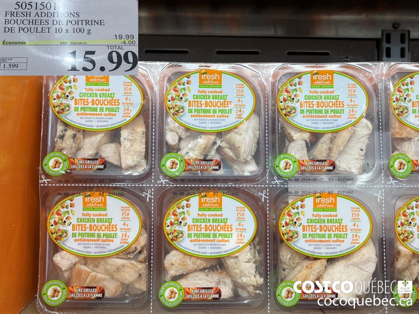 5051501 FRESH ADDITIONS BOUCHEES DE POITRINE DE POULET  ($4.00 INSTANT SAVINGS EXPIRES ON 2024-09-23) $15.99