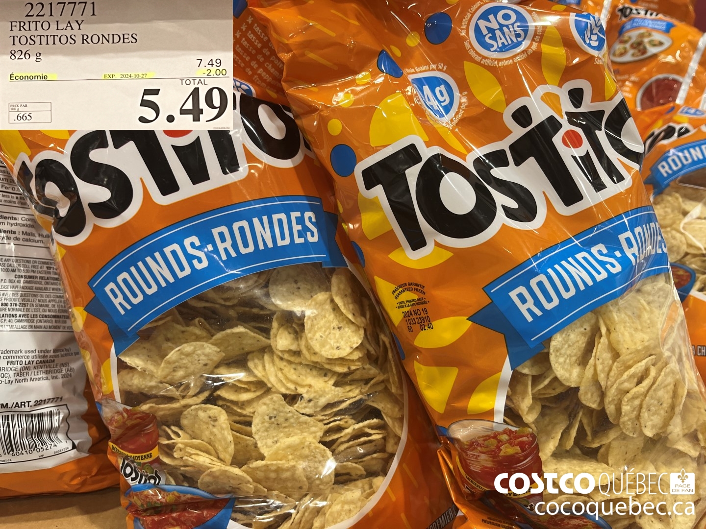 2217771 FRITO LAY TOSTITOS RONDES ($2.00 INSTANT SAVINGS EXPIRES ON 2024-10-27) $5.49