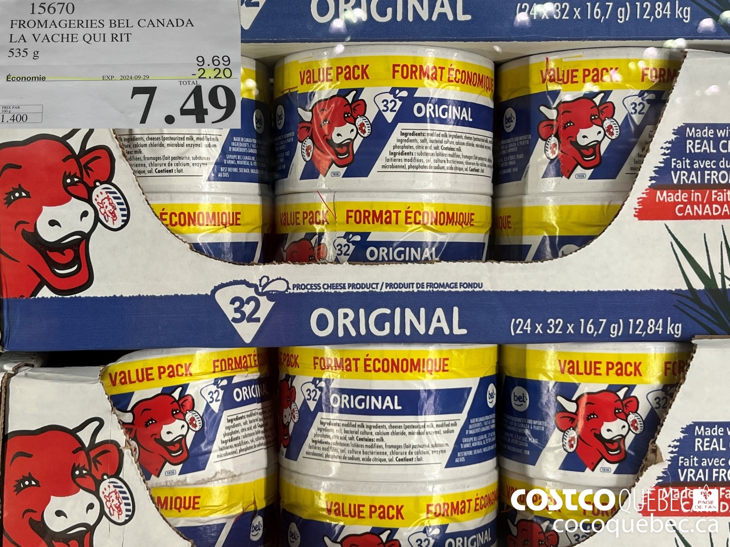 15670 FROMAGERIES BEL CANADA LA VACHE QUI RIT  ($2.20 INSTANT SAVINGS EXPIRES ON 2024-09-29) $7.49