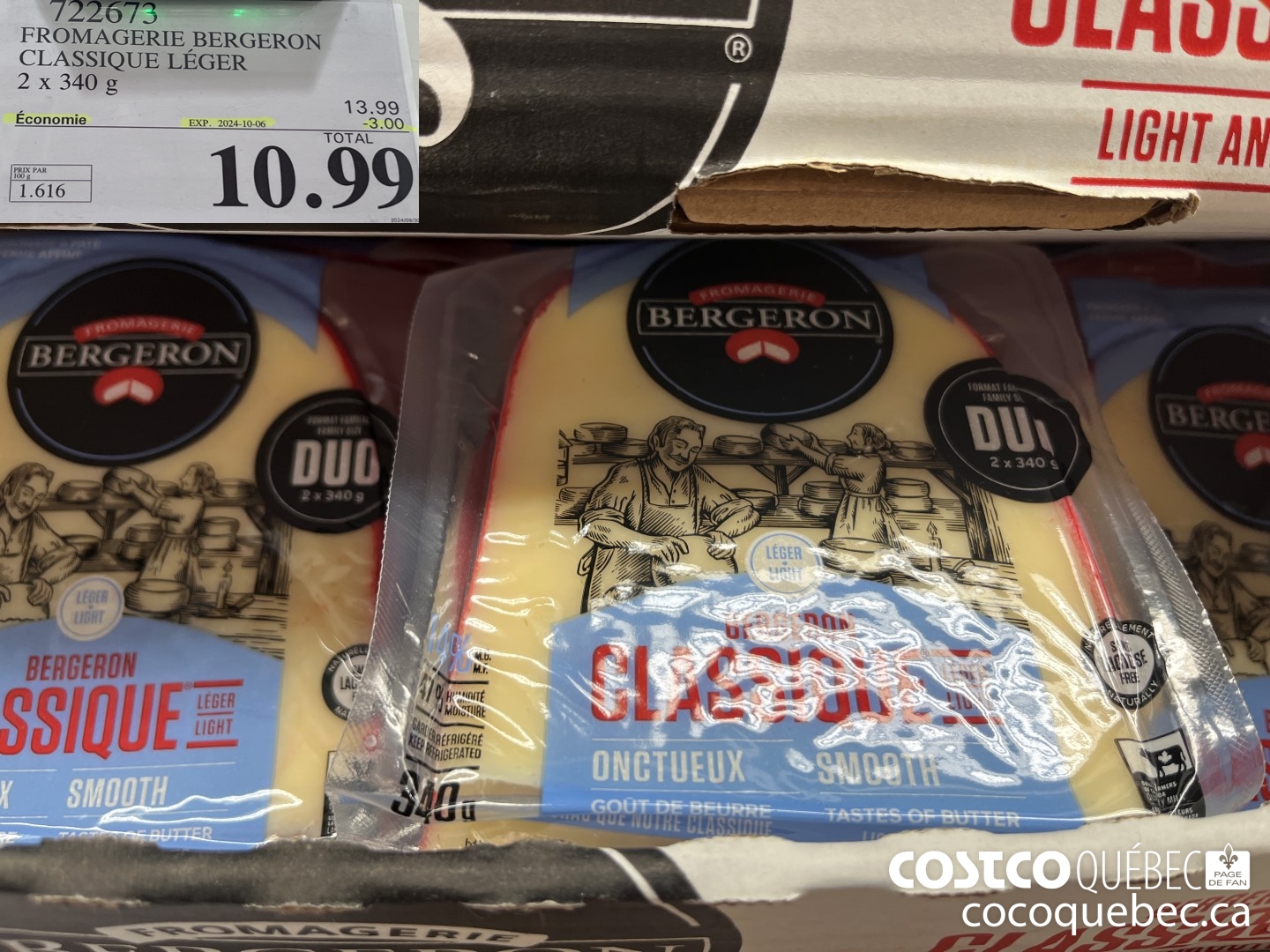 722673 FROMAGERIE BERGERON CLASSIQUE LEGER 2x 340 G  (EXPIRES ON 2024-10-06) $10.99