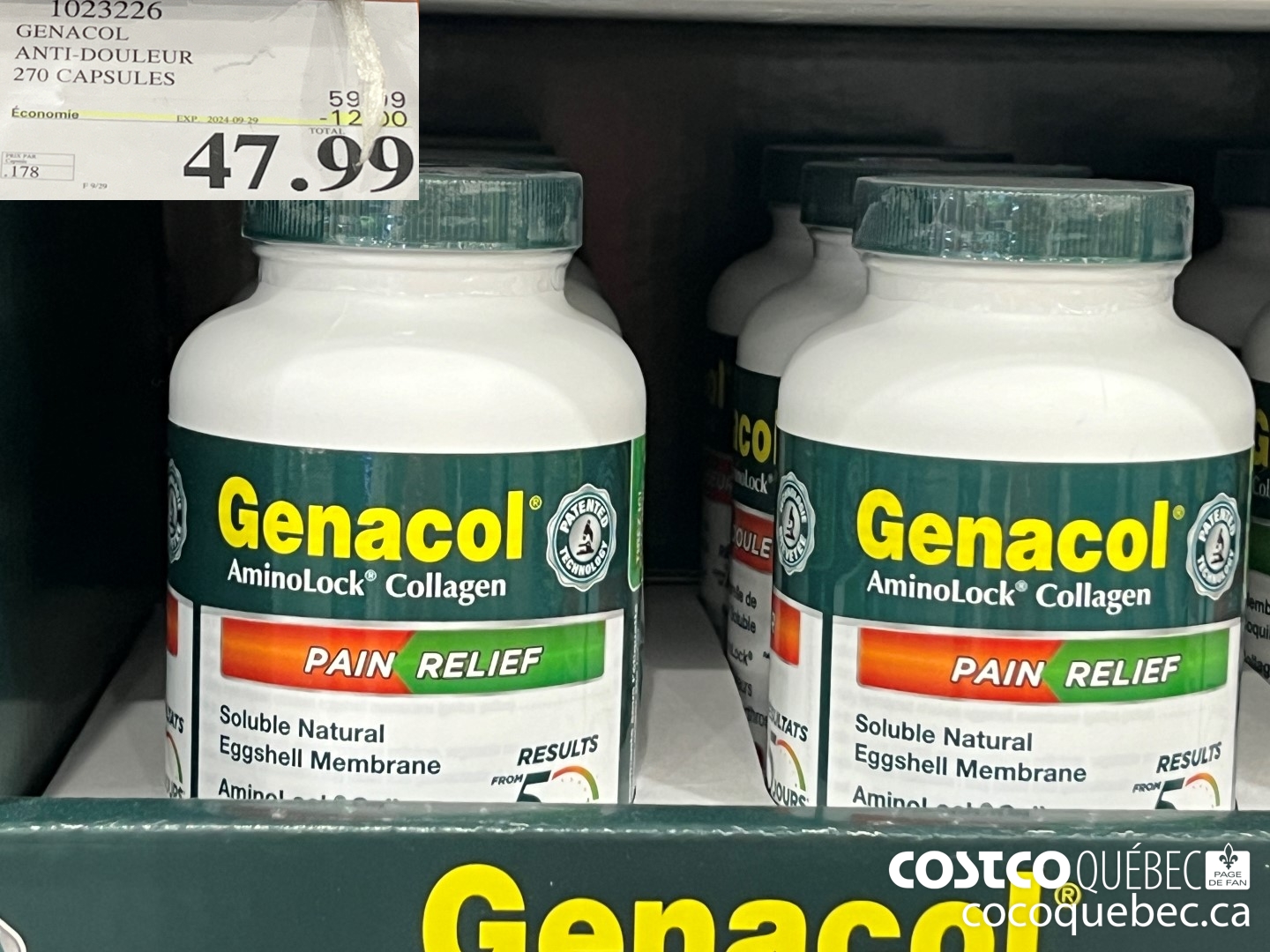 1023226 GENACOL ANTI-DOULEUR 270 CAPSULES ($12.00 INSTANT SAVINGS EXPIRES ON 2024-09-29) $47.99