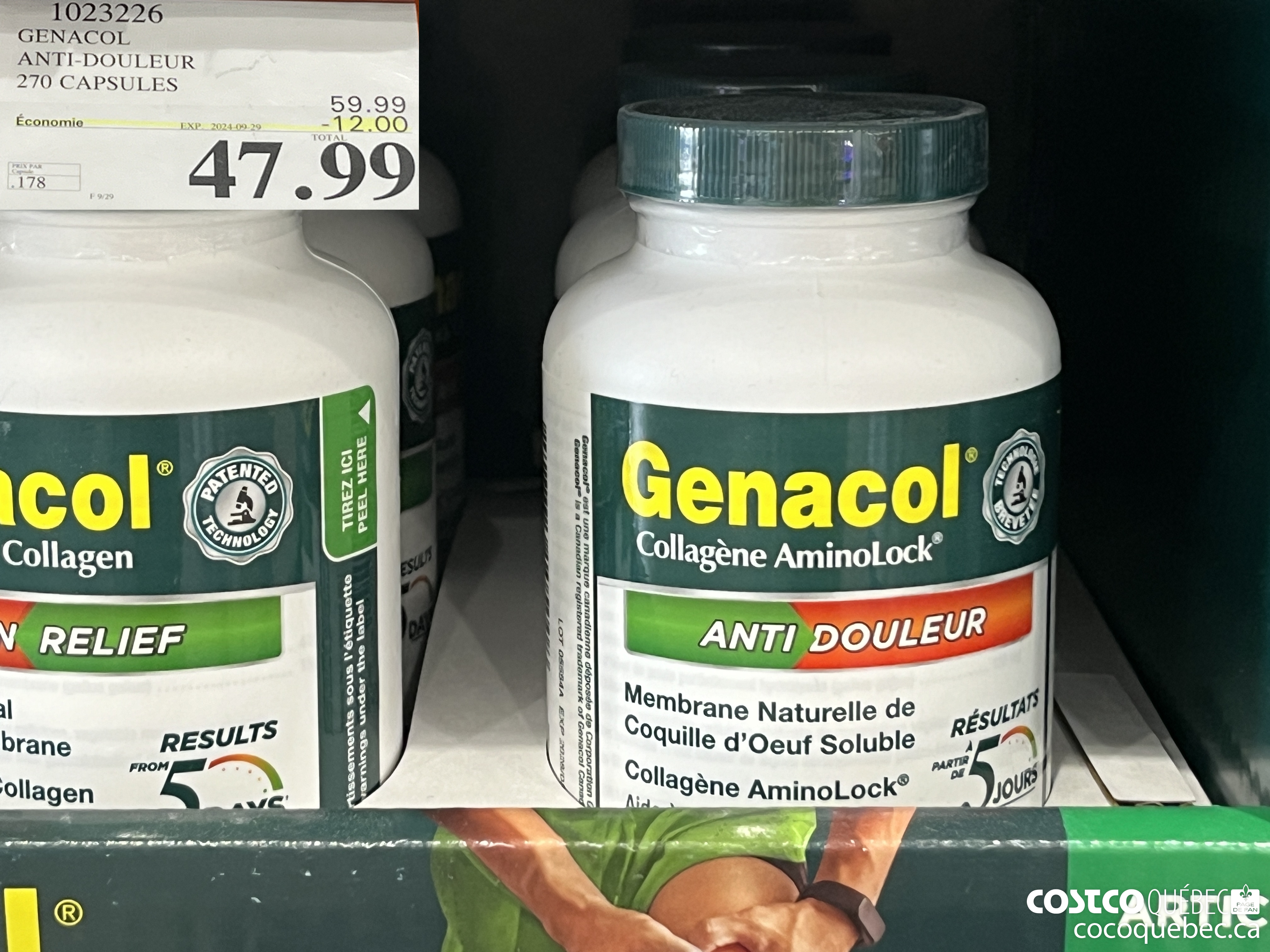 1023226 GENACOL ANTI-DOULEUR 270 CAPSULES ($12.00 INSTANT SAVINGS EXPIRES ON 2024-09-29) $47.99