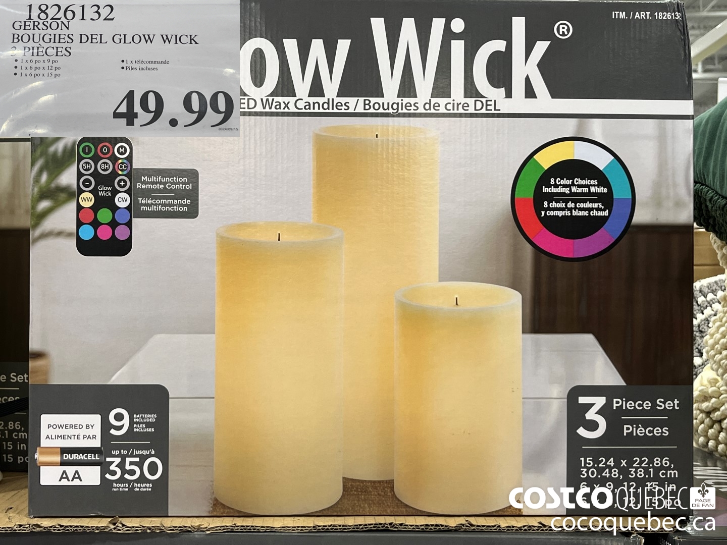 1826132 GERSON BOUGIES DEL GLOW WICK 3 PIECES  $49.99