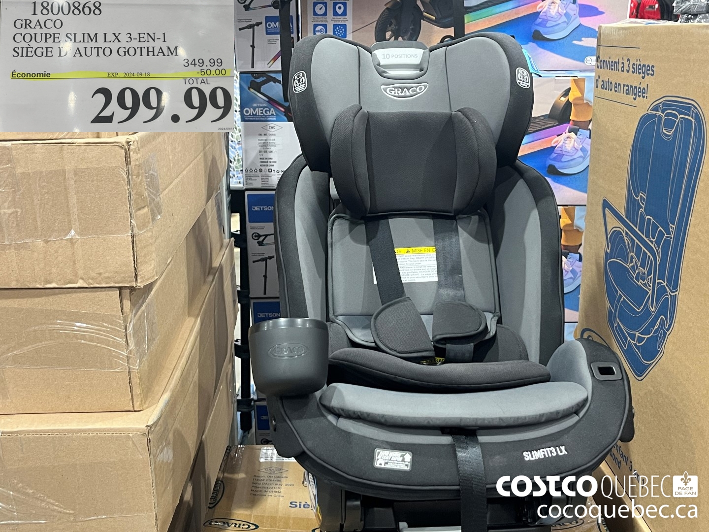 1800868 GRACO COUPE SLIM LX 3-EN-1 SIEGE D'AUTO GOTHAM  ($50.00 INSTANT SAVINGS EXPIRES ON 2024-09-18) $299.99
