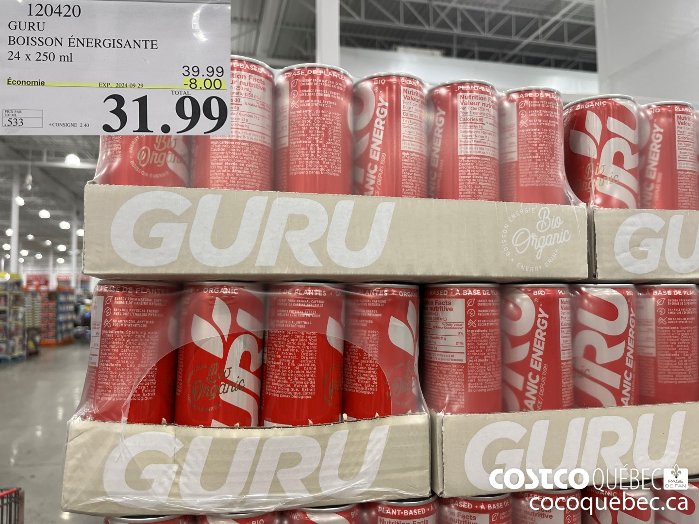 120420 GURU BOISSON ENERGISANTE 24 x 250 ml  ($8.00 INSTANT SAVINGS EXPIRES ON 2024-09-29) $31.99