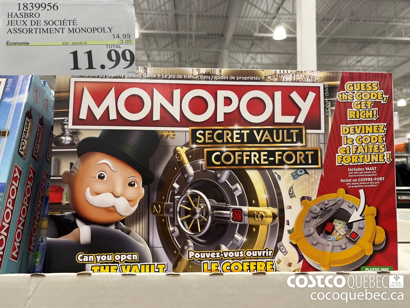 1839956 HASBRO JEUX DE SOCIETE ASSORTIMENT MONOPOLY  ($3.00 INSTANT SAVINGS EXPIRES ON 2024-09-29) $11.99
