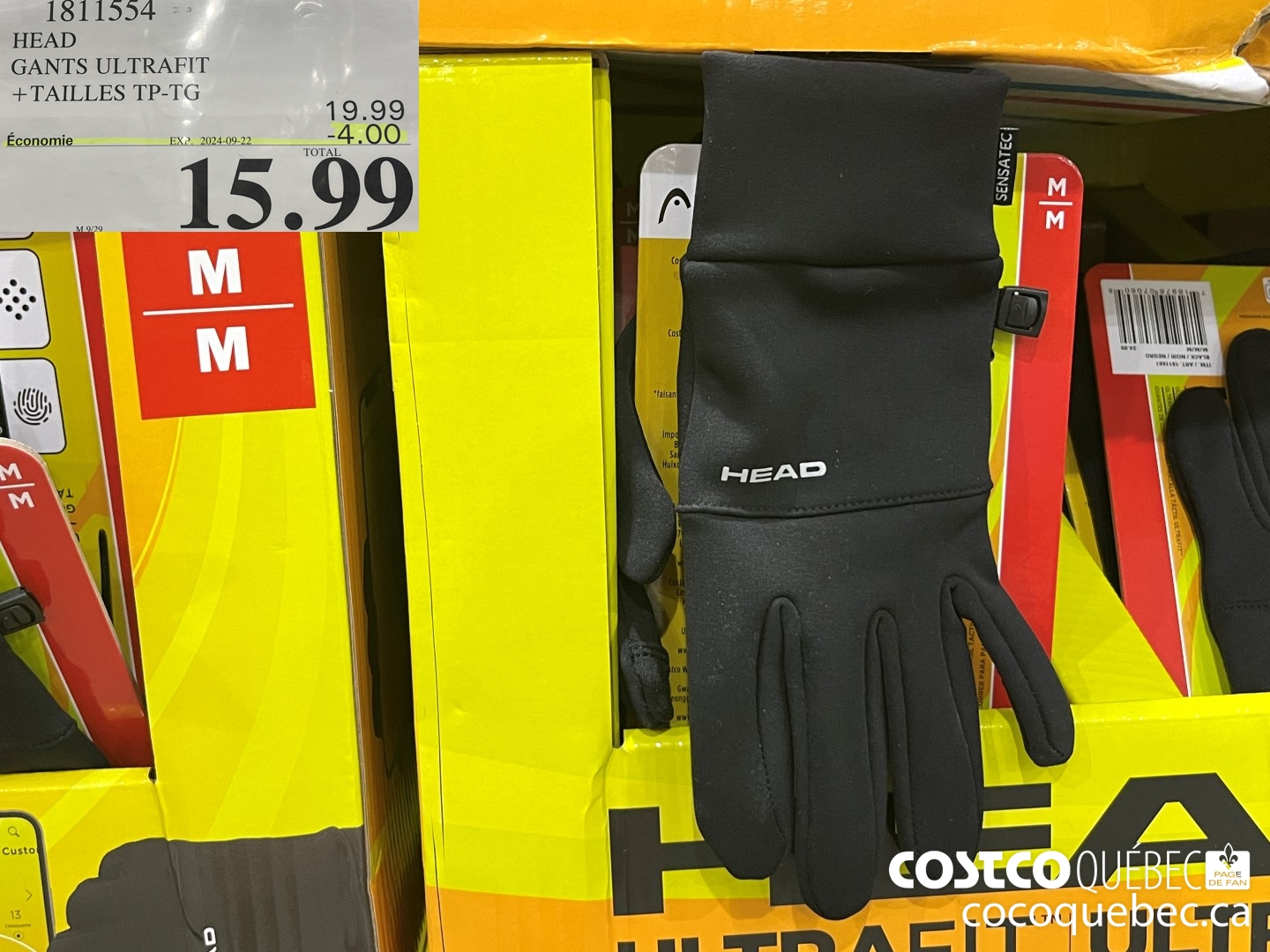 1811554 HEAD GANTS ULTRAFIT +TAILLES TP-TG  ($4.00 INSTANT SAVINGS EXPIRES ON 2024-09-22) $15.99