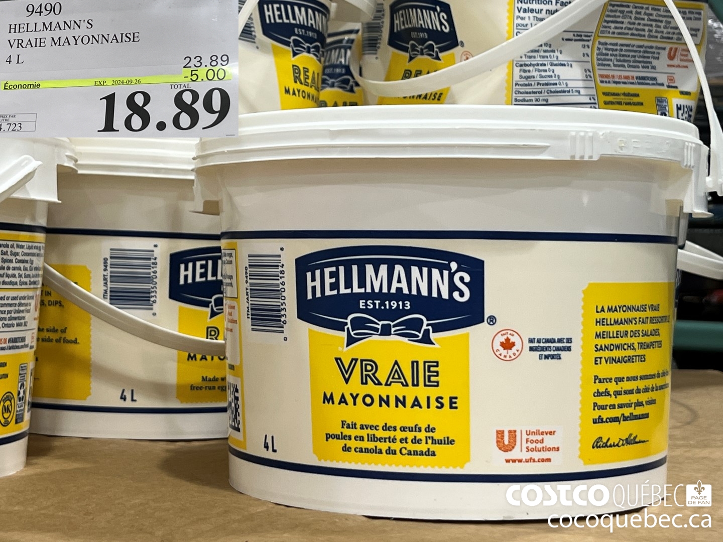 9490 HELLMANN 'S VRAIE MAYON NAISE  ($5.00 INSTANT SAVINGS EXPIRES ON 2024-09-26) $18.89