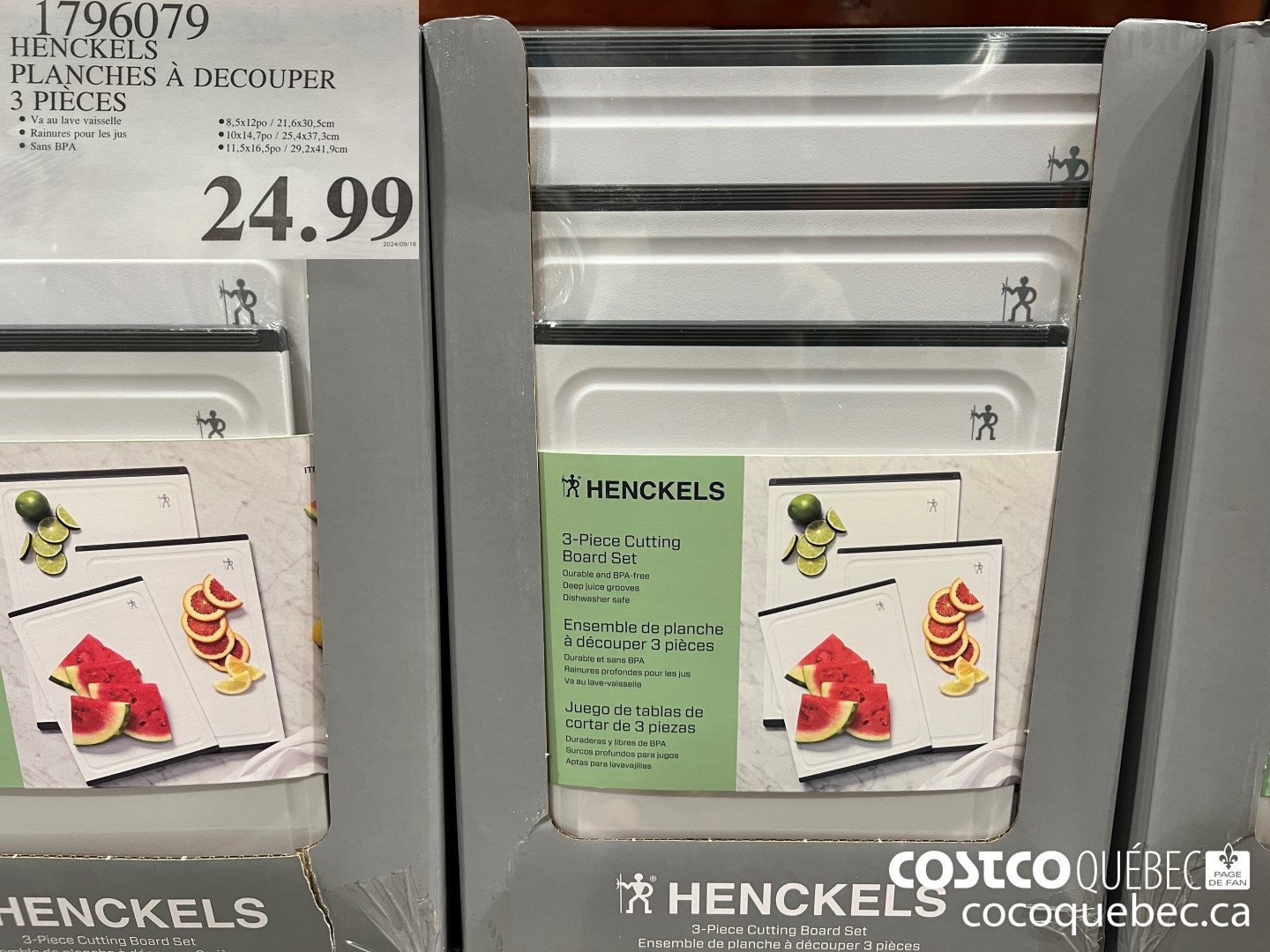 196079 HENCKELS PLANCHES A DECOUPER 3 PIECES  $24.99