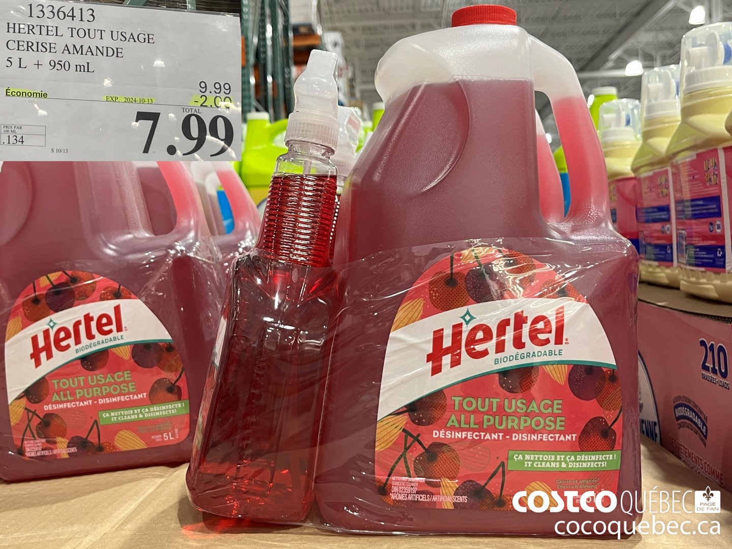 1336413 HERTEL TOUT USAGE CERISE AMANDE 5L + 950ML ($2.00 INSTANT SAVINGS EXPIRES ON 2024-10-13) $9.99