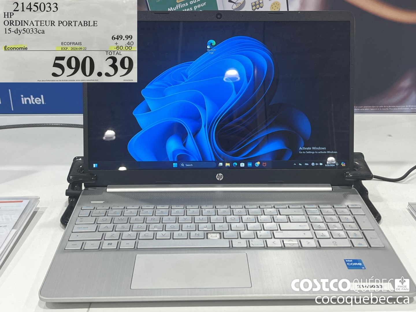 2145033 HP ORDINATEUR PORTABLE 15-dy5033ca  ($60.00 INSTANT SAVINGS EXPIRES ON 2024-09-22) $590.39