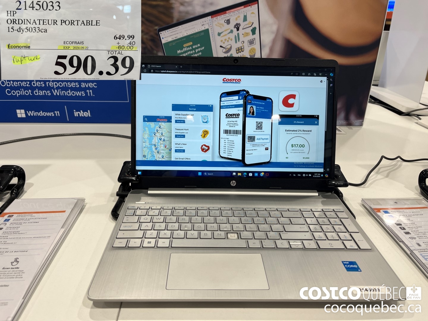 214033 HP ORDINATEUR PORTABLE 15-dy5033ca  ($60.00 INSTANT SAVINGS EXPIRES ON 2024-09-22) $590.39