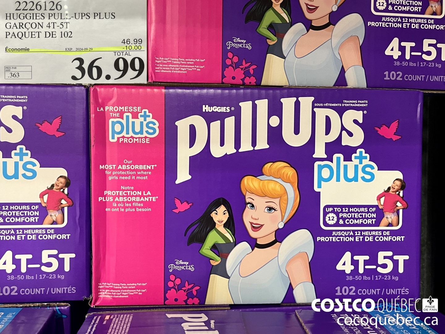 2226126 HUGGIES PULL-UPS PLUS GARCON 4T-5T PAQUET DE 102 ($10.00 INSTANT SAVINGS EXPIRES ON 2024-09-29) $36.99