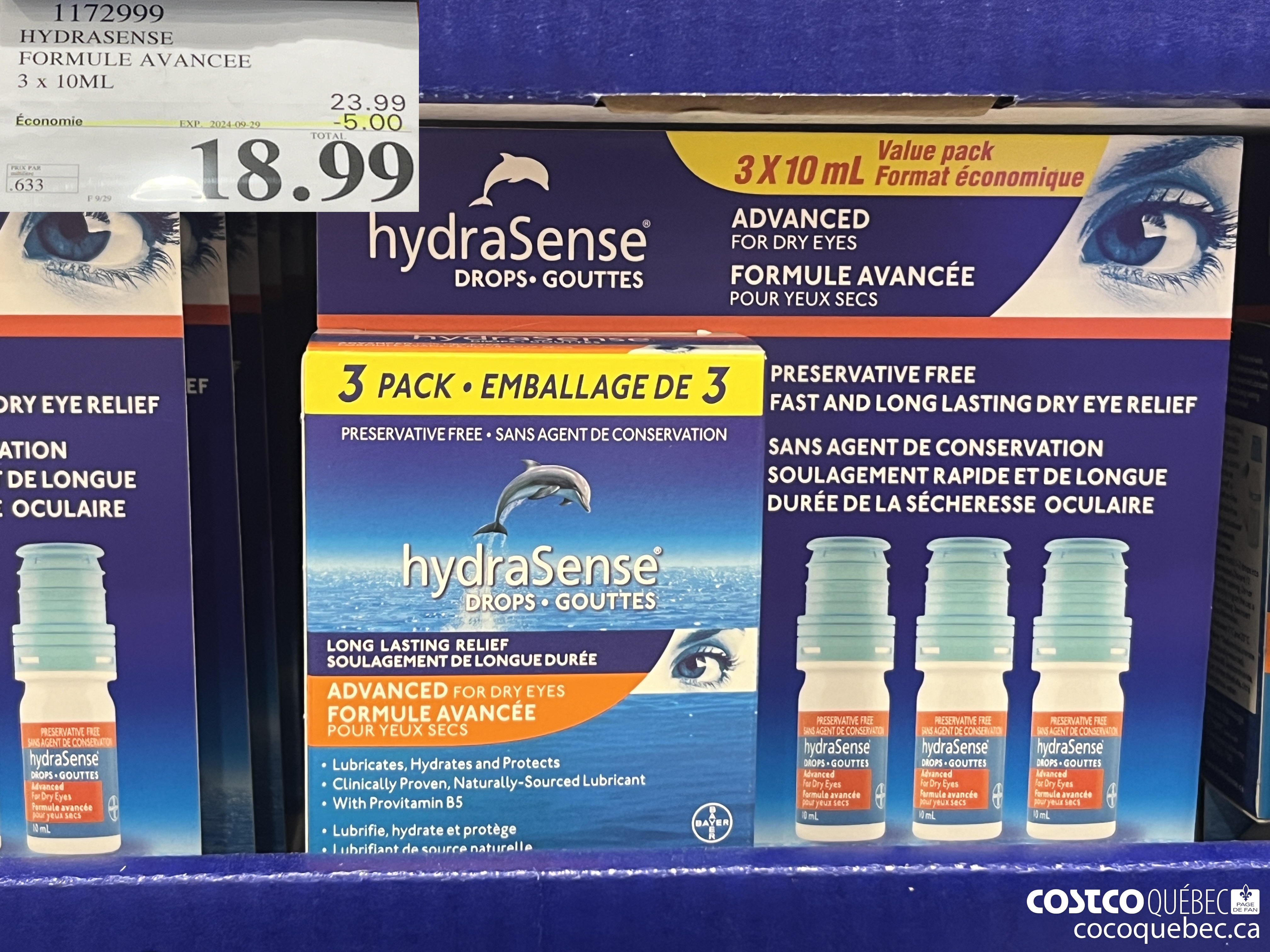 1172999 HYDRASENSE FORMULE AVANCEE 3 x 1OML ($5.00 INSTANT SAVINGS EXPIRES ON 2024-09-29) $18.99