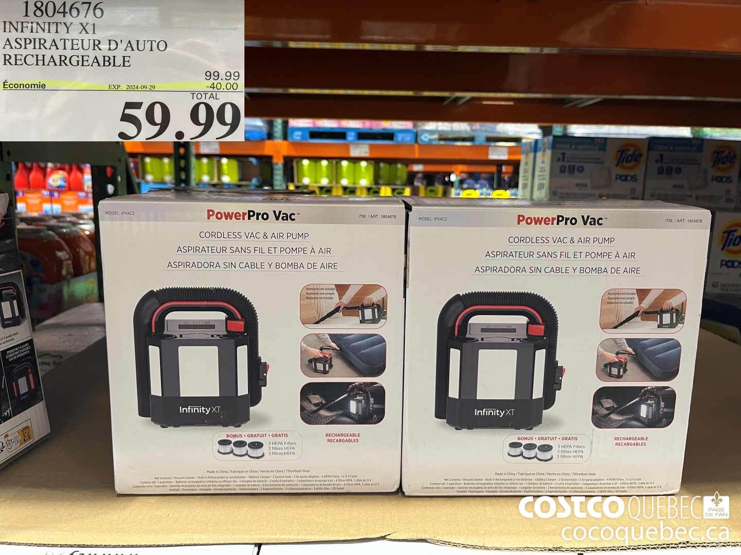 1804676 INFINITY X1 ASPIRATEUR D'AUTO RECHARGEABLE  ($40.00 INSTANT SAVINGS EXPIRES ON 2024-09-29) $59.99