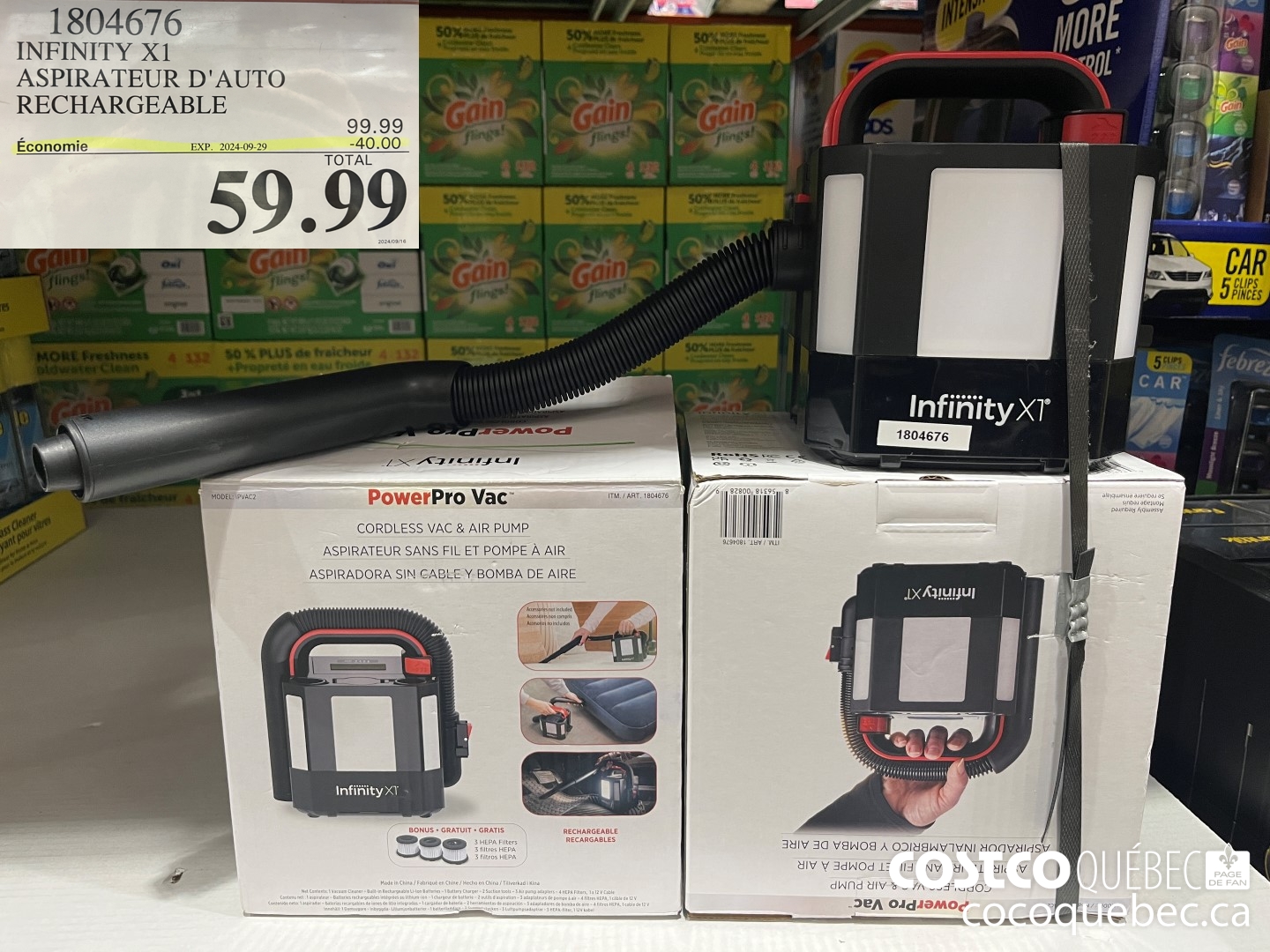 1804676 INFINITY X1 ASPIRATEUR D'AUTO RECHARGEABLE  ($40.00 INSTANT SAVINGS EXPIRES ON 2024-09-29) $59.99