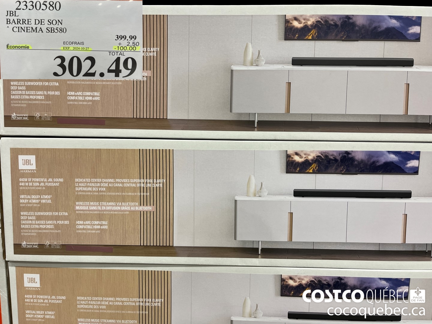23305805 JBL BARRE DE SON CINEMA SB580  ($100.00 INSTANT SAVINGS EXPIRES ON 2024-10-27) $302.49