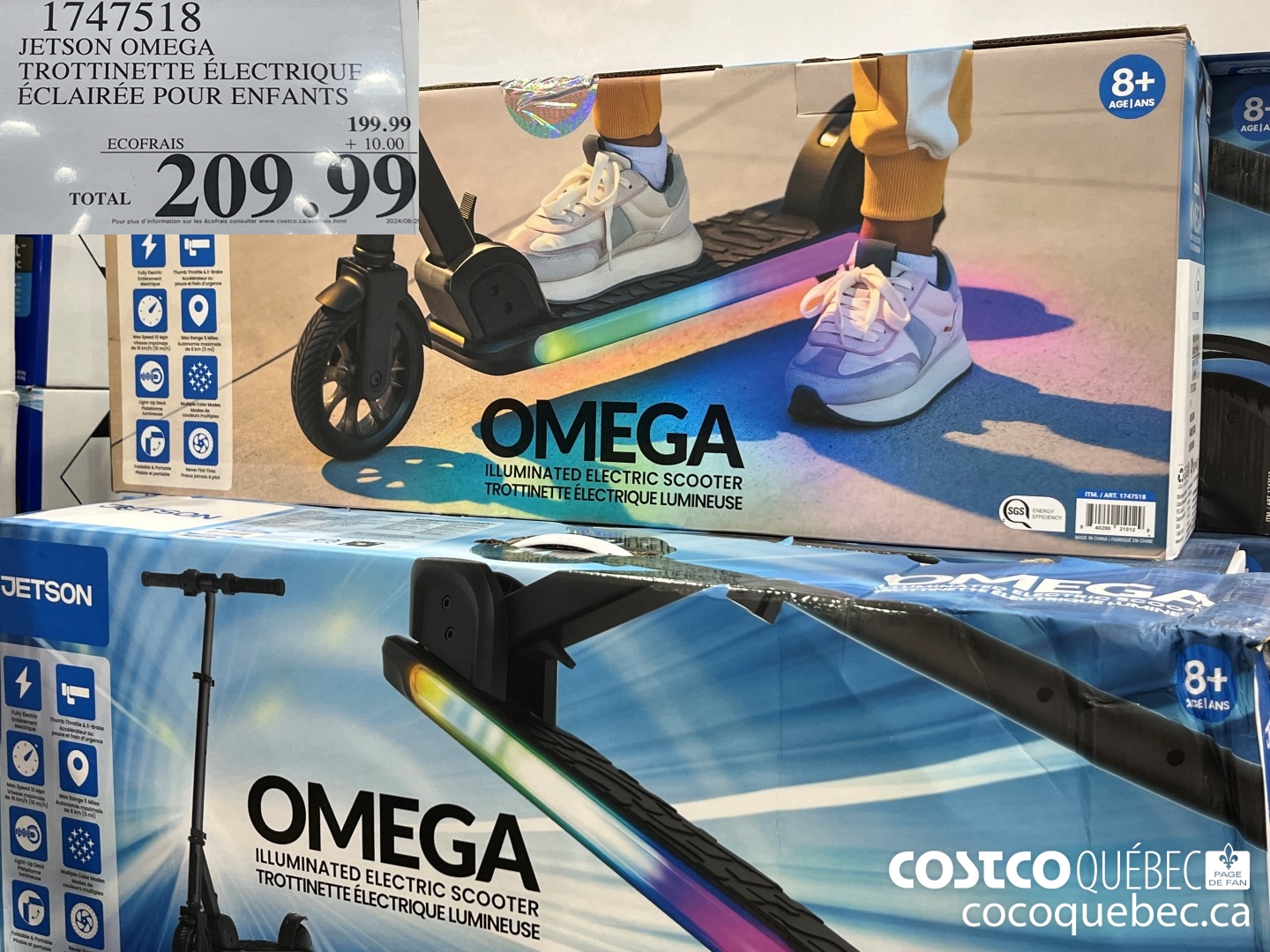 1747518 JETSON OMEGA TROTTINETTE ELECTRIQUE ECLAIREE POUR ENFANTS  $209.99