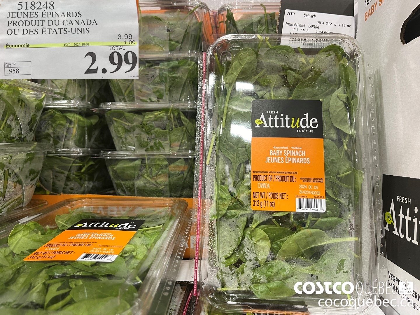 518248 JEUNES EPINARDS PRODUIT DU CANADA OU DES ETATS-UNIS ($1.00 INSTANT SAVINGS) $2.99