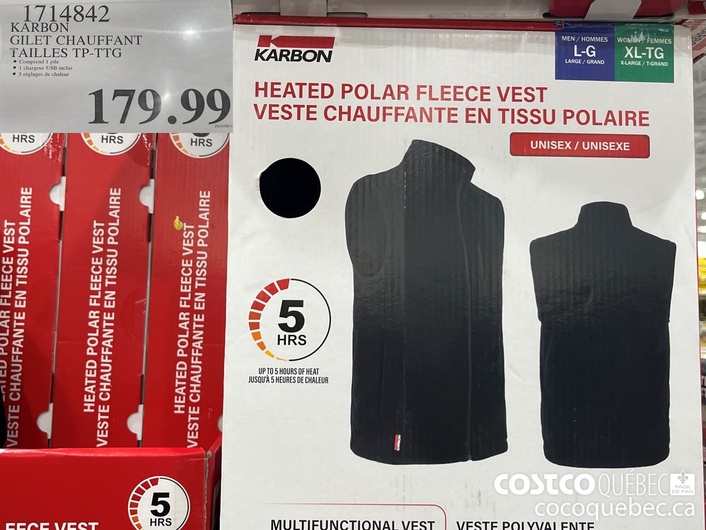 1714842 KARBON GILET CHAUFFANT TAILLES TP-TTG  $179.99