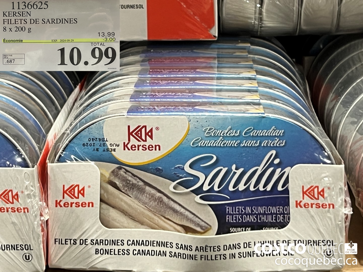 1136625 KERSEN FILETS DE SARDINES  ($3.00 INSTANT SAVINGS EXPIRES ON 2024-09-29) $10.99