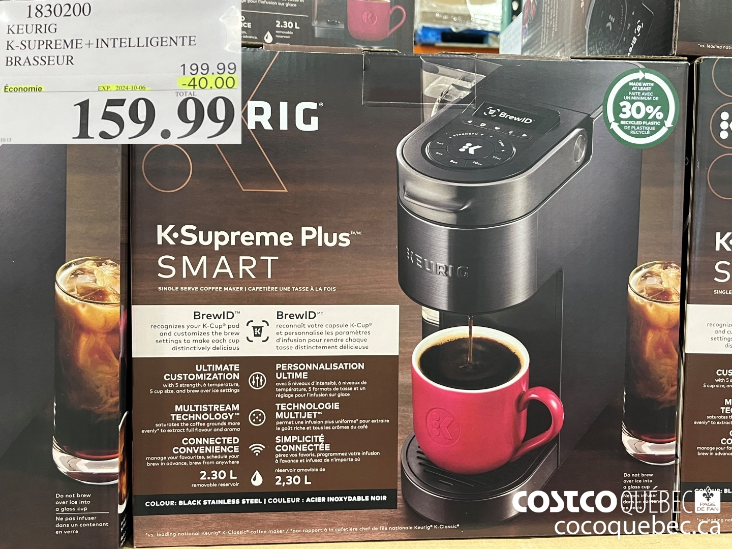 1830200 KEURIG K-SUPREME+INTELLIGENTE BRASSEUR  ($40.00 INSTANT SAVINGS EXPIRES ON 2024-10-06) $159.99