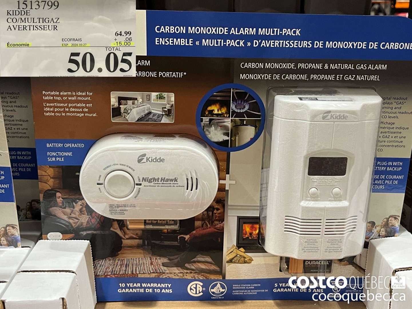 1513799 KIDDE DIS CO/MULTIGAZ AVERTISSEUR ZZZ ($15.00 INSTANT SAVINGS EXPIRES ON 2024-10-27) $50.05