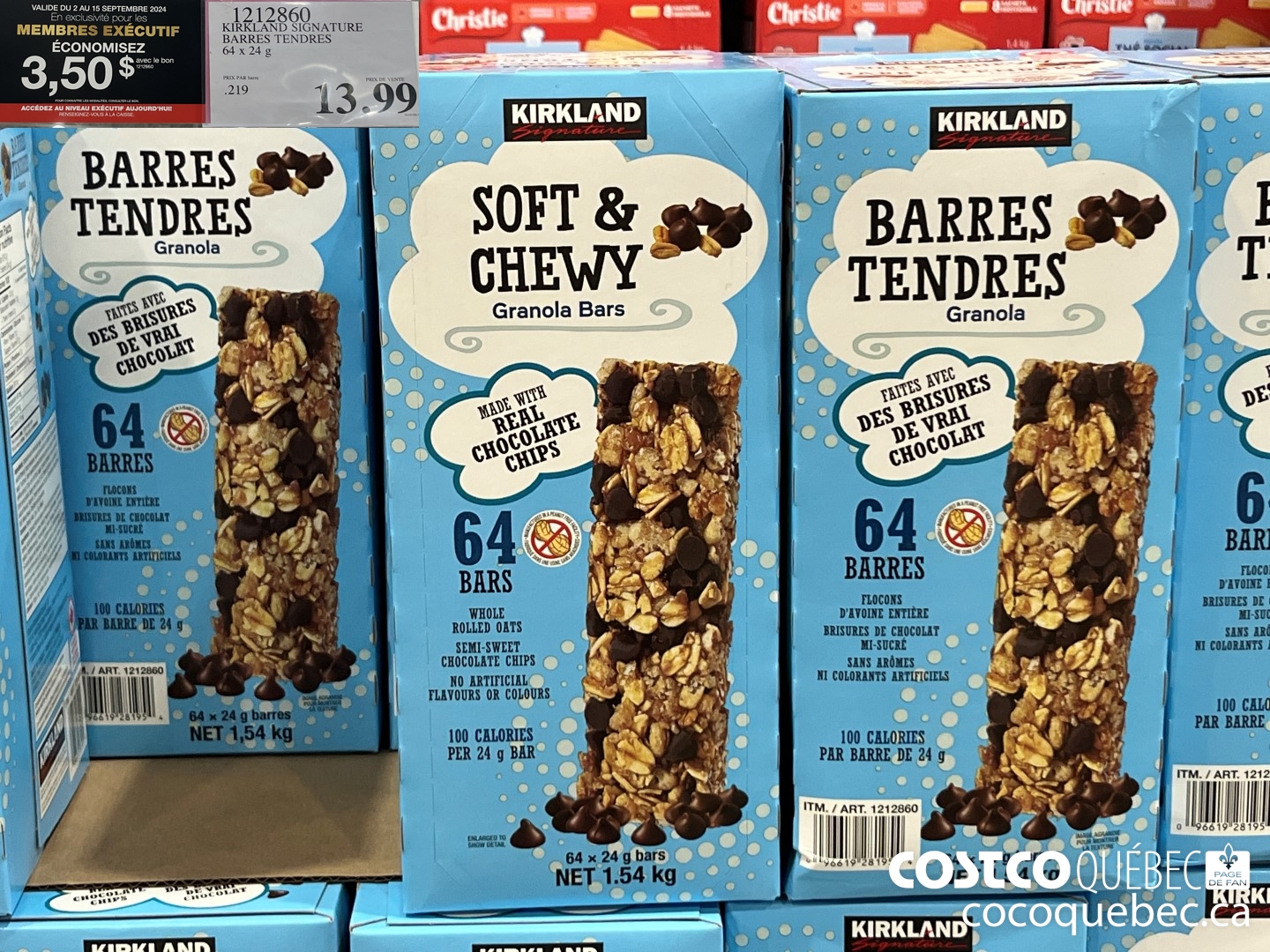 1212860 KIRKLAND SIGNATURE BARRES TENDRES 64 x 24  ($3.50 INSTANT SAVINGS EXPIRES ON 2024-09-15) $9.50
