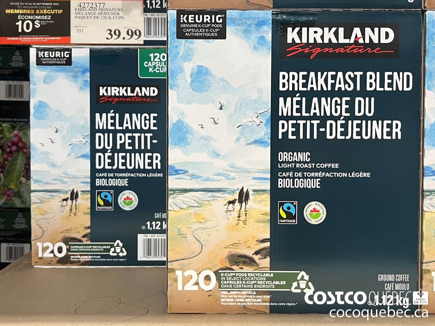 4272377 KIRKLAND SIGNATURE MELANGE DEJEUNER PAQUET DE 120 K-CUPS ($10.00 INSTANT SAVINGS EXPIRES ON 2024-09-29) $29.99