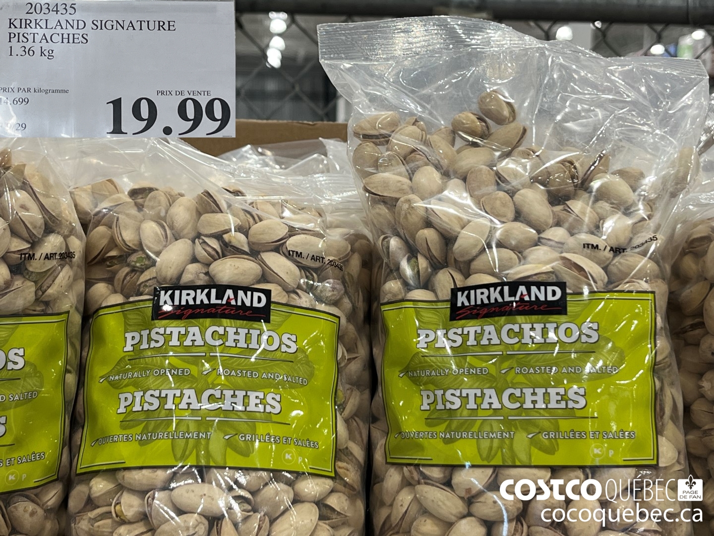 203435 KIRKLAND SIGNATURE PISTACHES 1.36 kg  $19.99