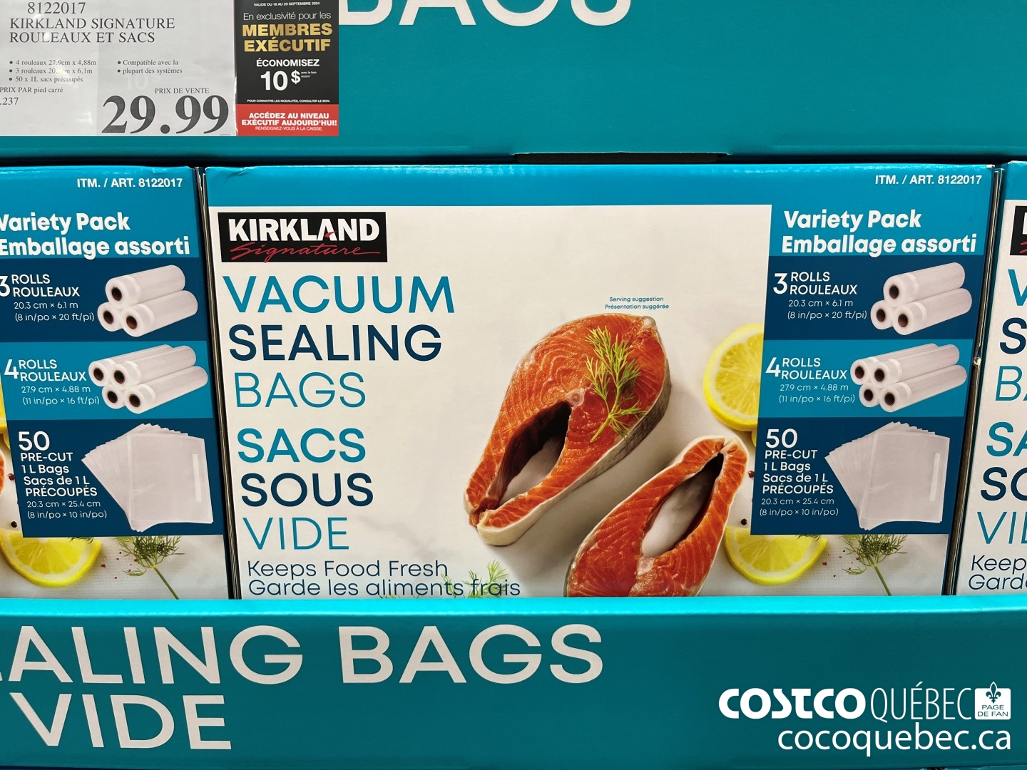 8122017 KIRKLAND SIGNATURE ROULEAUX ET SACS  ($10.00 INSTANT SAVINGS EXPIRES ON 2024-09-29) $19.99