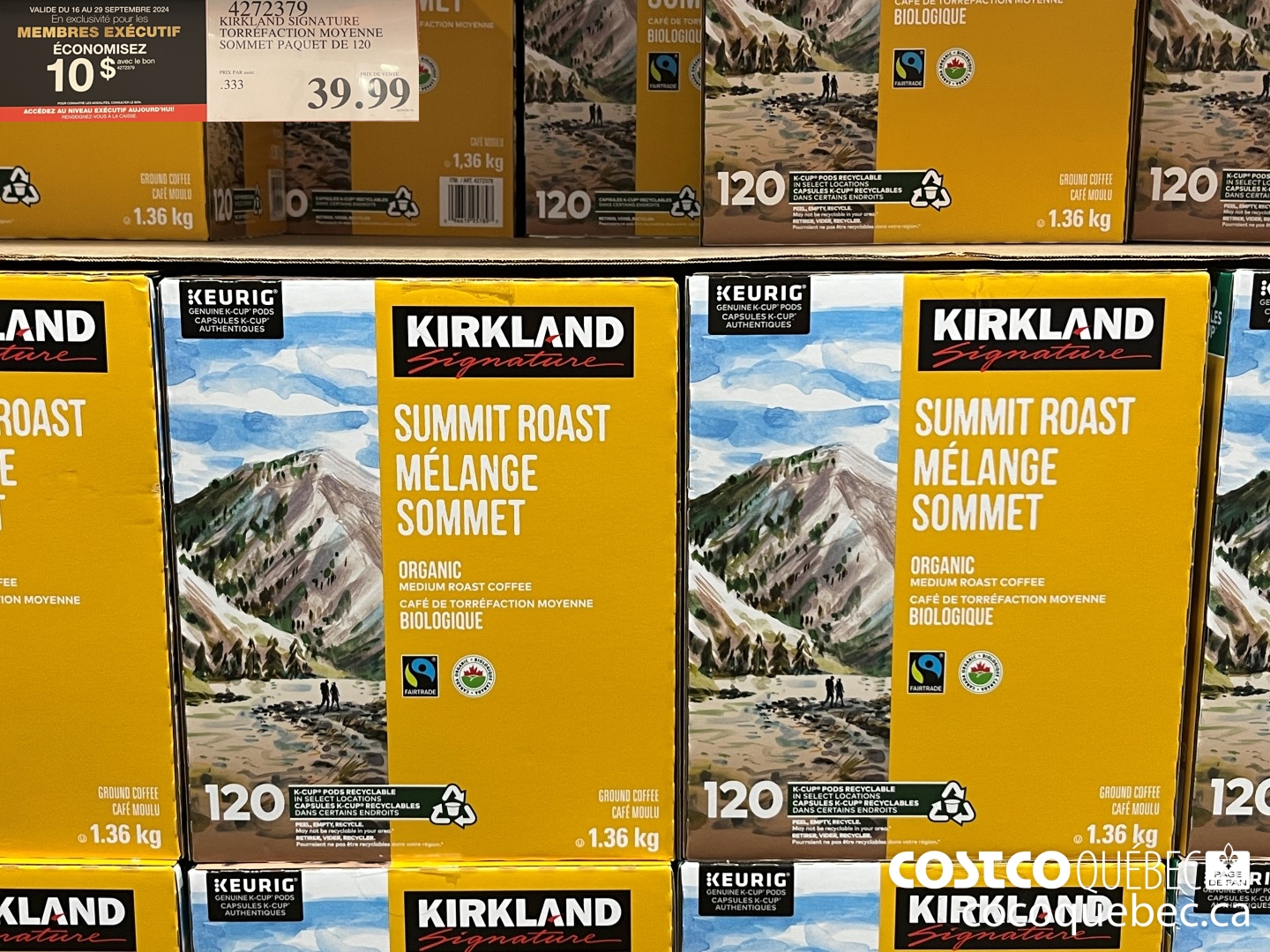 4272379 KIRKLAND SIGNATURE TORREFACTION MOYEN SOMMET PAQUET DE 120 ($10.00 INSTANT SAVINGS EXPIRES ON 2024-09-29) $29.99