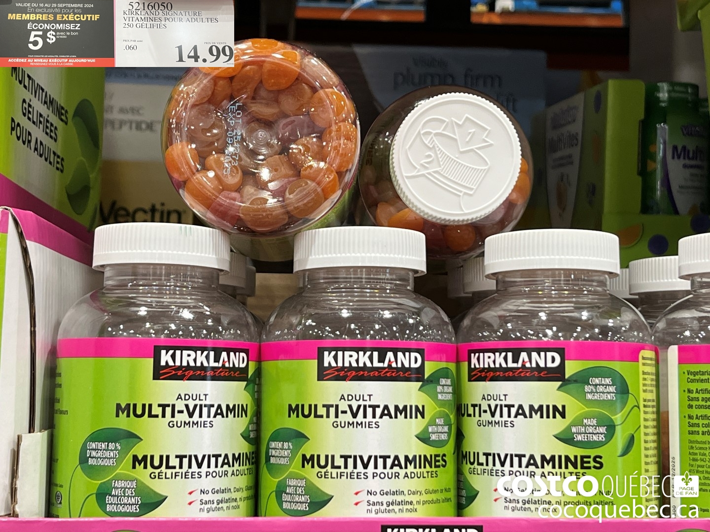 5216050 KIRKLAND SIGNATURE VITAMINES ADULTES 250 GELIFIEES ($5.00 INSTANT SAVINGS EXPIRES ON 2024-09-29) $9.99