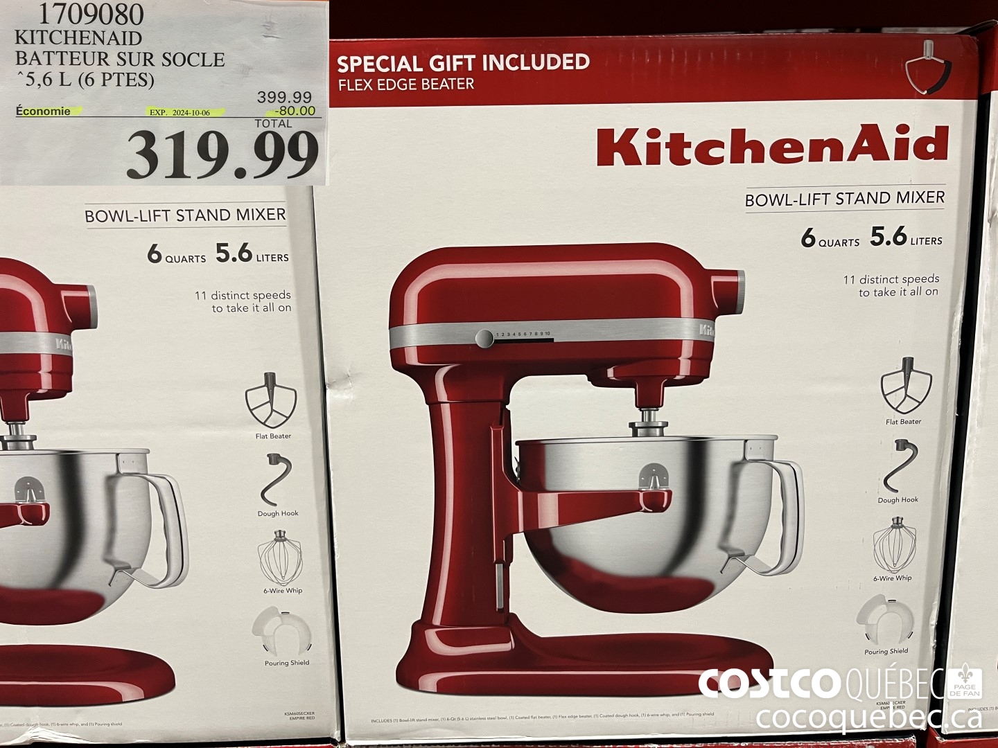 1709080 KITCHENAID BATTEUR SUR SOCLE ($80.00 INSTANT SAVINGS EXPIRES ON 2024-10-06) $319.99