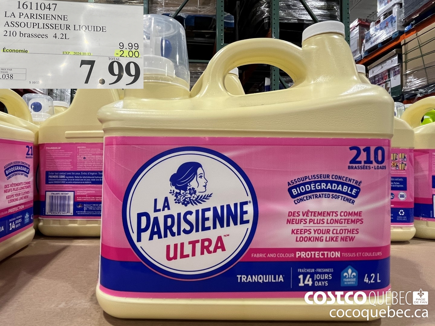 1611047 LA PARISIENNE ASSOUPLISSEUR LIQUIDE 210 brassees 4.2L  ($2.00 INSTANT SAVINGS EXPIRES ON 2024-10-13) $7.99