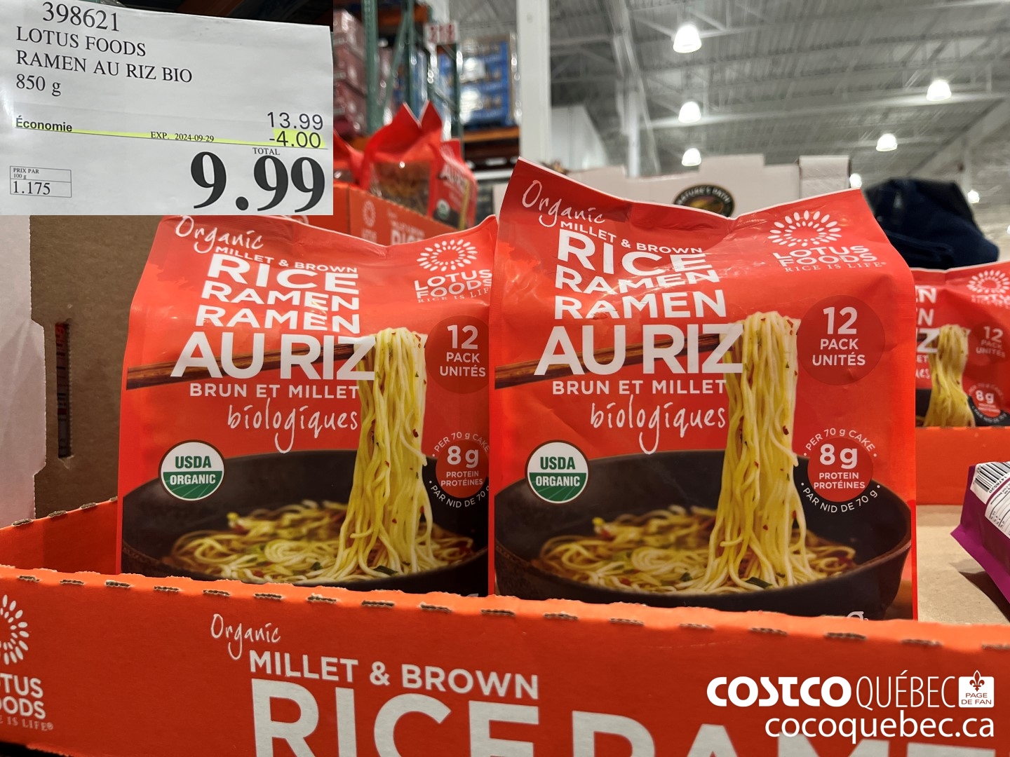 398621 LOTUS FOODS ORGANIC RAMEN 850 g ($4.00 INSTANT SAVINGS EXPIRES ON 2024-09-29) $9.99