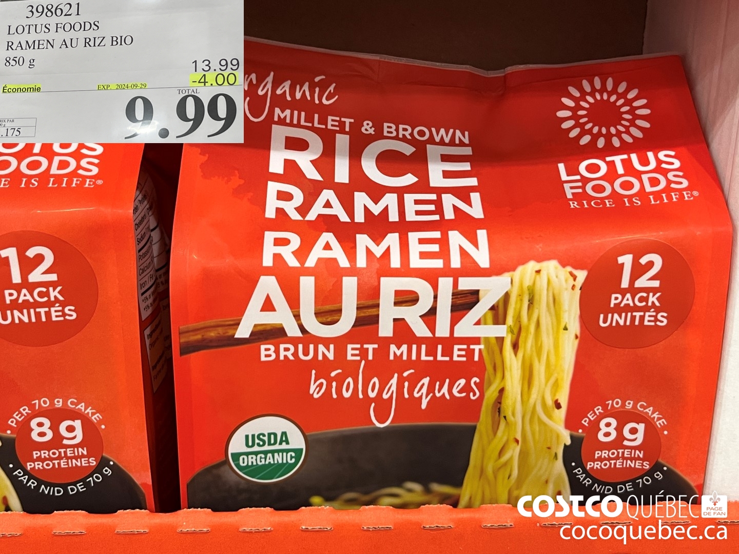 22398621 LOTUS FOODS RAMEN AU RIZ BIO  ($4.00 INSTANT SAVINGS EXPIRES ON 2024-09-29) $9.99