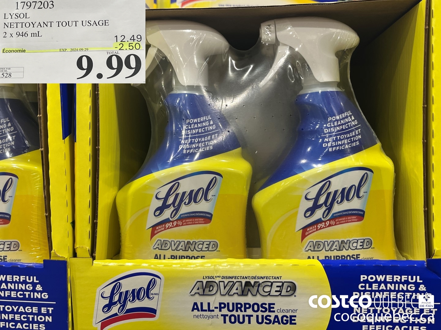 1797203 LYSOL NETTOYANT TOUT USAGE 2 x 946 mL  ($2.50 INSTANT SAVINGS EXPIRES ON 2024-09-29) $9.99