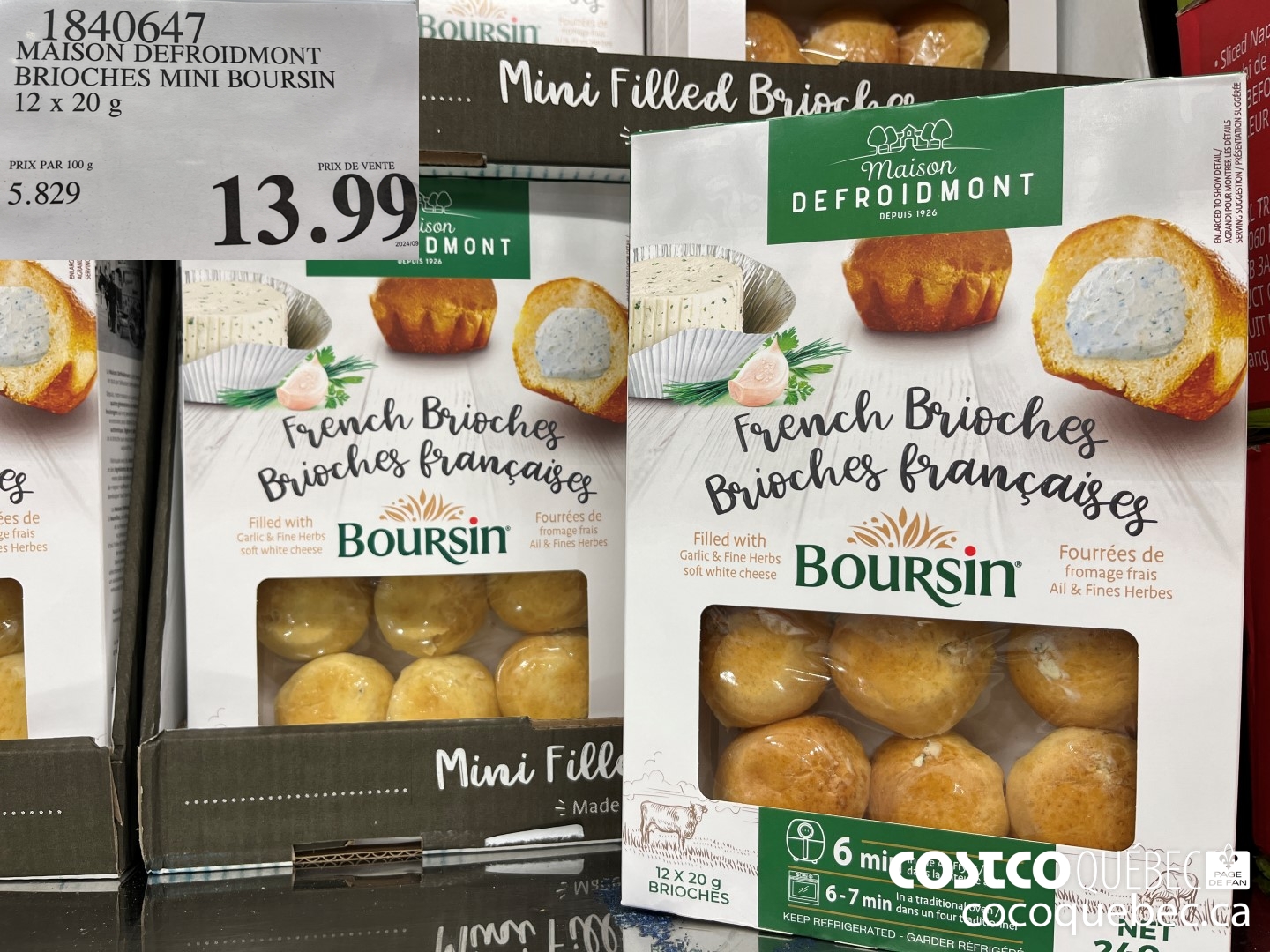 1840647 MAISON DEFROIDMONT BRIOCHES MINI BOURSIN 12 x 20 g  $13.99
