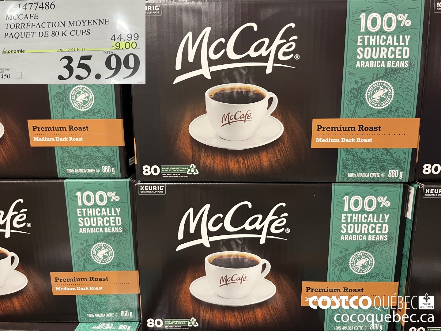 1477486 MCCAFE TORREFACTION MOYENNE BOITE DE 80 K-CUPS  ($9.00 INSTANT SAVINGS EXPIRES ON 2024-10-27) $35.99