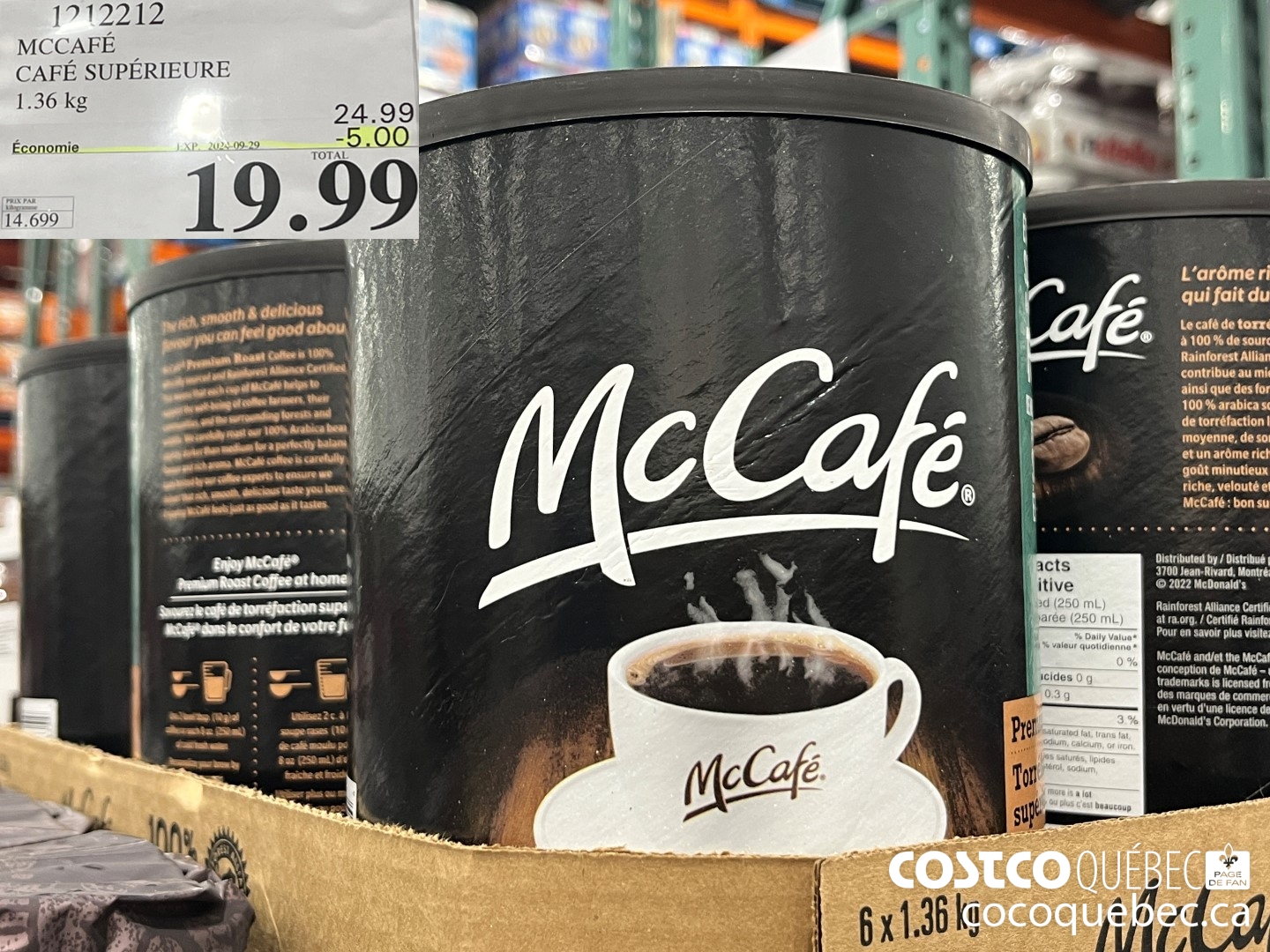 1212212 MCCAFE CAFE SUPERIEURE 1.36 kg ($5.00 INSTANT SAVINGS EXPIRES ON 2024-09-29) $19.99