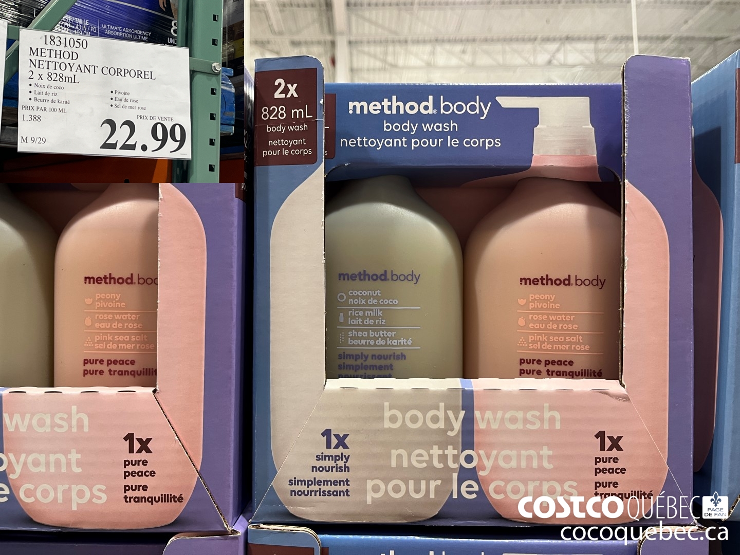1831050 METHOD NETTOYANT CORPOREL 2 X 828 mL  $22.99