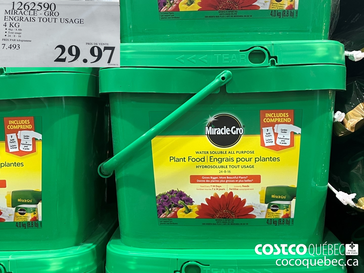 1262590 MIRACLE - GRO ENGRAIS TOUT USAGE $38.99