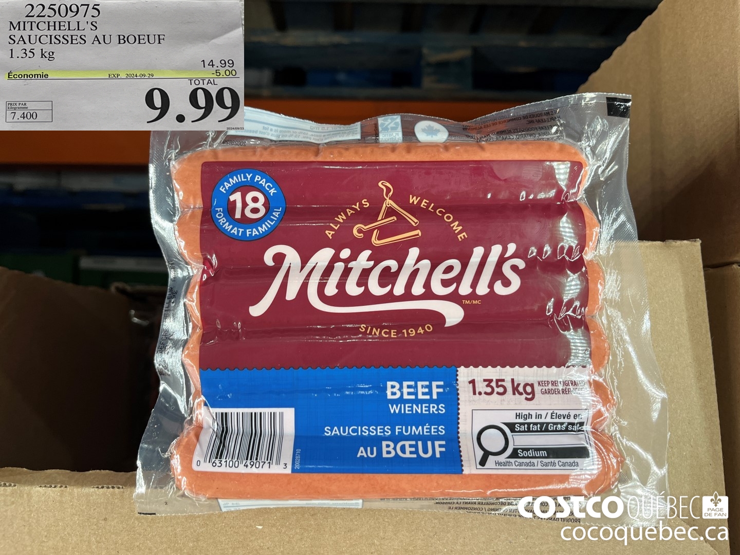 2250975 MITCHELL'S SAUCISSES AU BOEUF  ($5.00 INSTANT SAVINGS EXPIRES ON 2024-09-29) $9.99