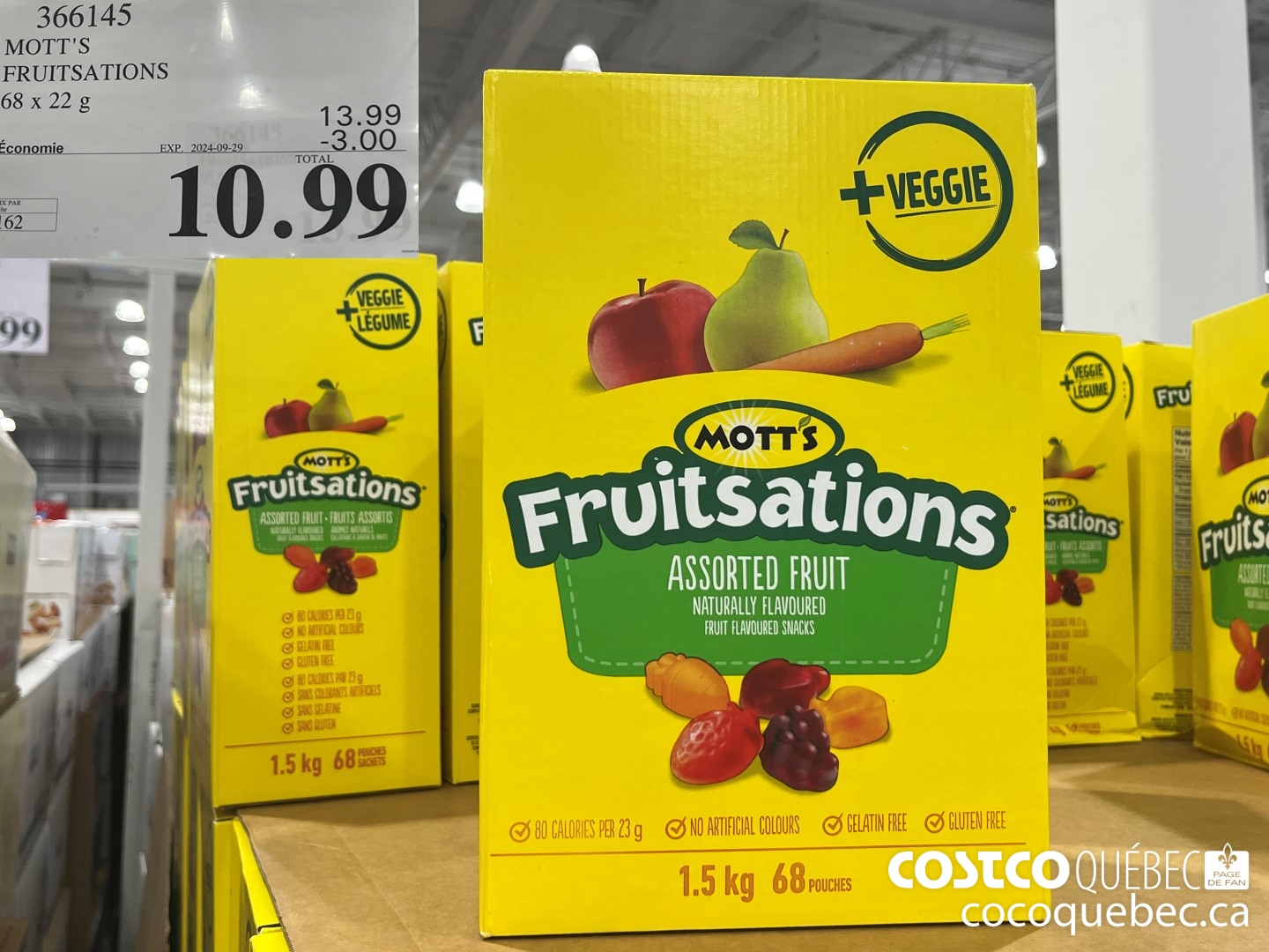 366145 MOTT'S FRUITSATIONS 68 x 22g  ($3.00 INSTANT SAVINGS EXPIRES ON 2024-09-29) $10.99
