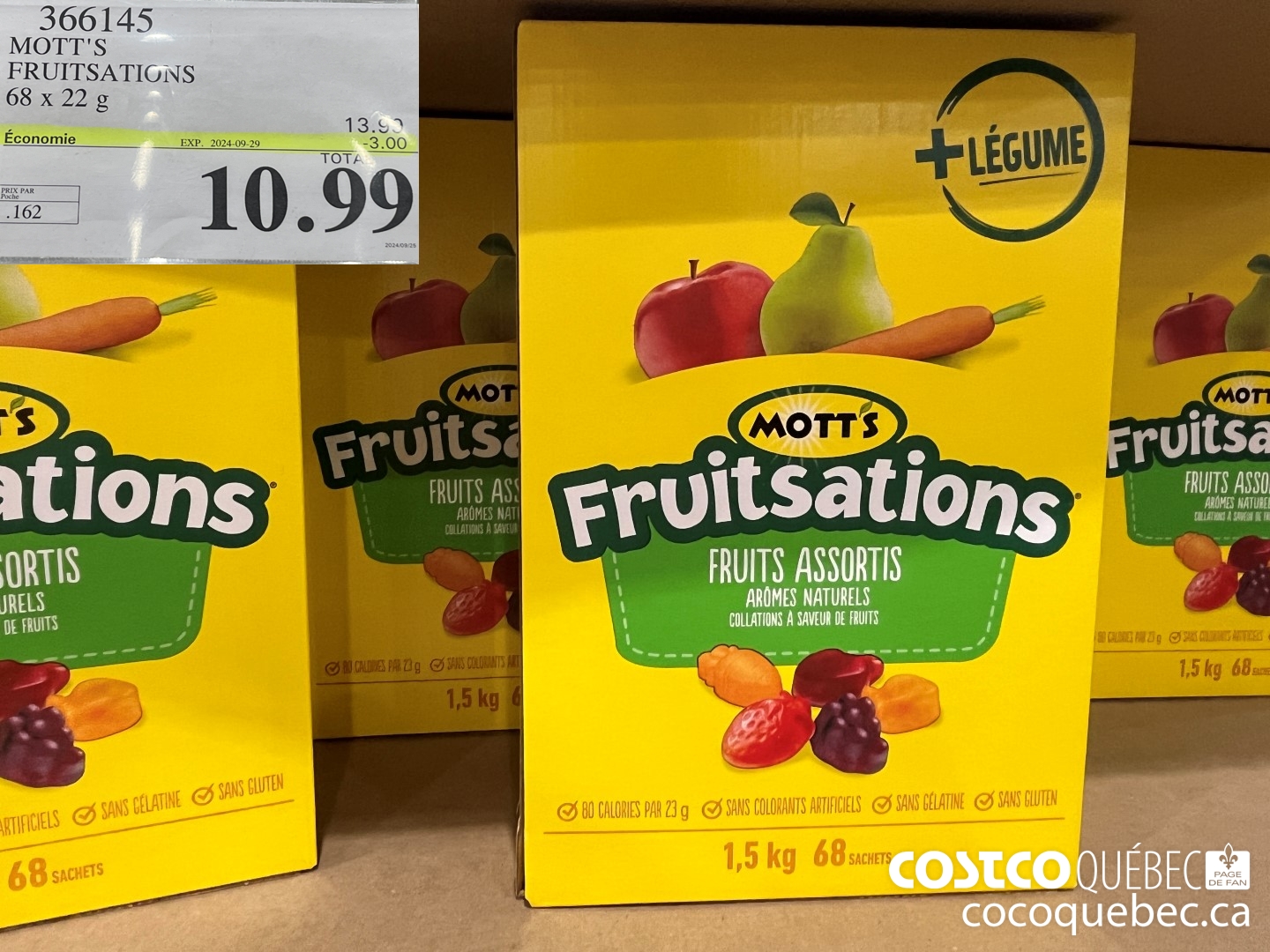 366145 MOTT'S FRUITSATIONS 68 x 22g  ($3.00 INSTANT SAVINGS EXPIRES ON 2024-09-29) $10.99
